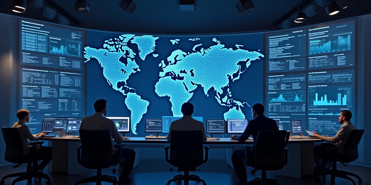 Modern logistics command center with digital displays